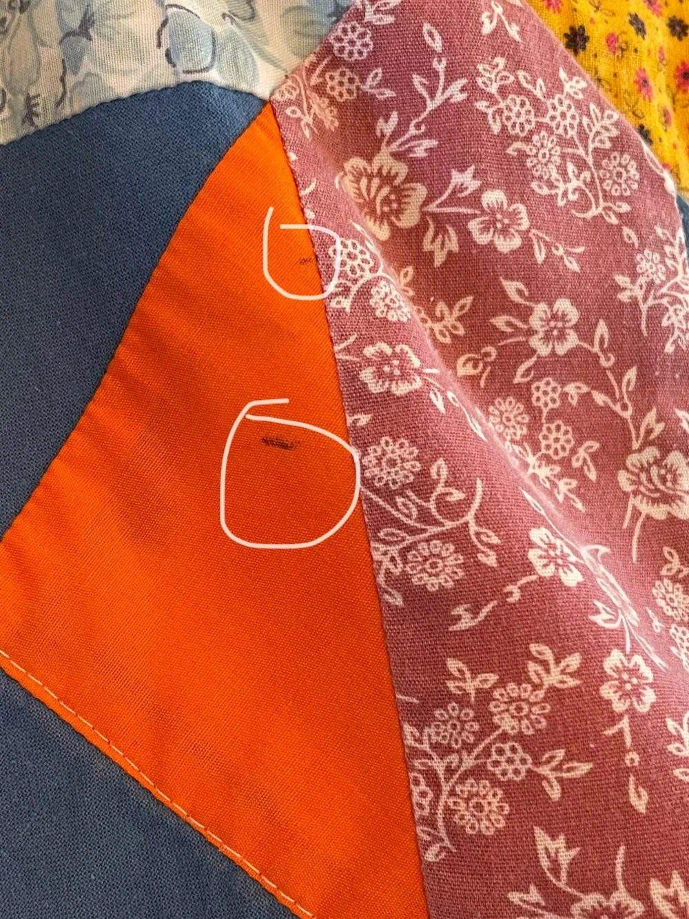 70’s Handmade Machine Zig Zag Stitch Multi Colored Patchwork Throw Lap Quilt
